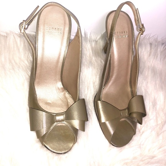 STUART WEITZMAN Bow Peep Toe Heel Size 8.5 - Picture 1 of 7
